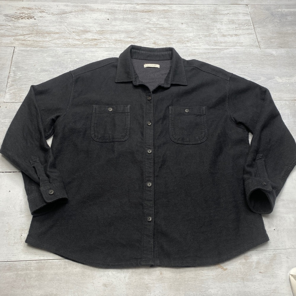 Outerknown Blanket Shirt Women S Black Organic Cotton Twill Flannel Shacket